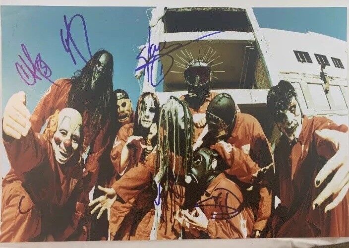 SLIPKNOT BAND SIGNED 12x18 Photo Poster painting AUTOGRAPHED JOEY JORDISON RARE 7 MEMBERS COA