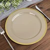 10 Pack | 10" Regal Taupe and Gold Round Plastic Dinner Plates