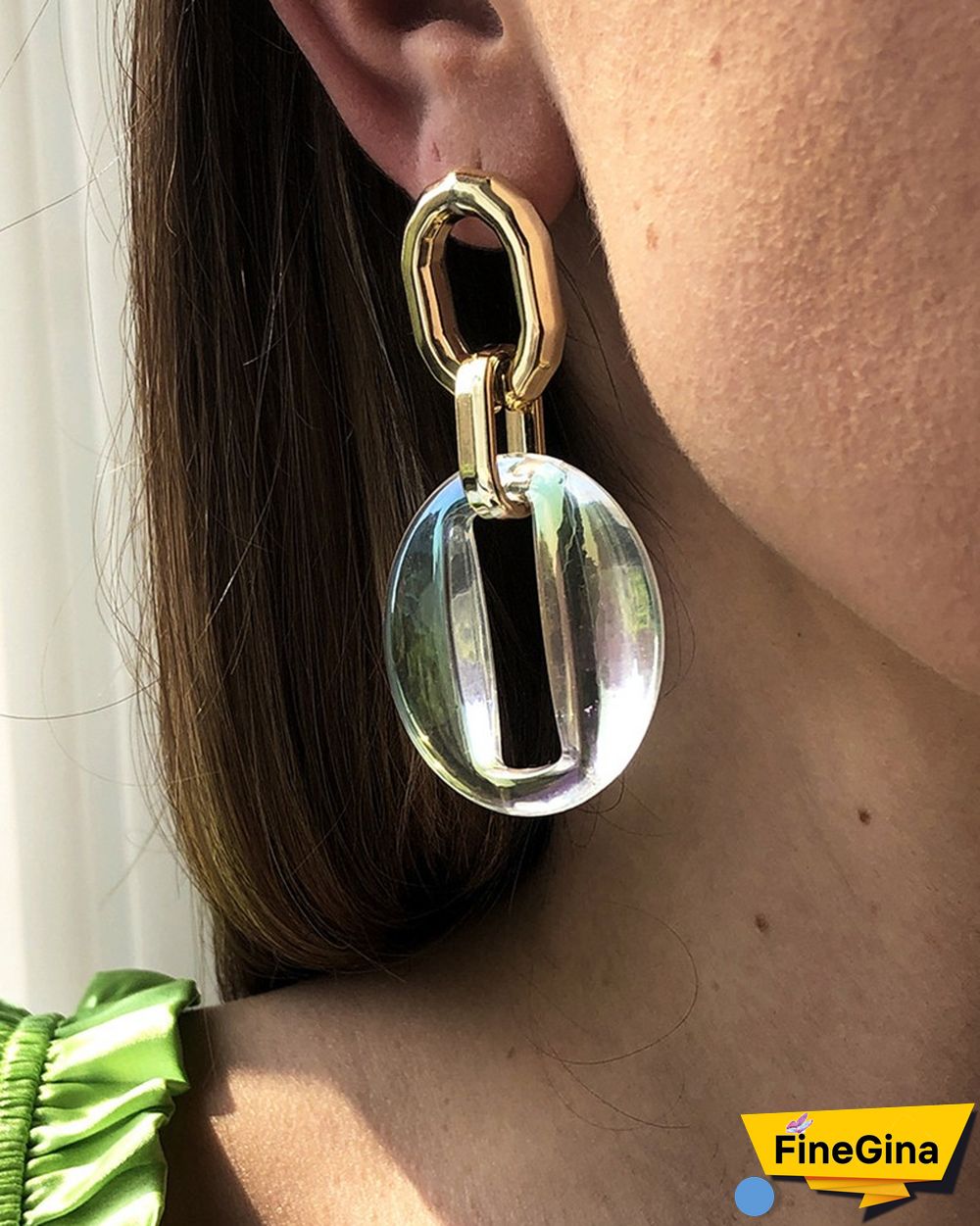 Transparent Resin Geometric Hollow-out Earrings