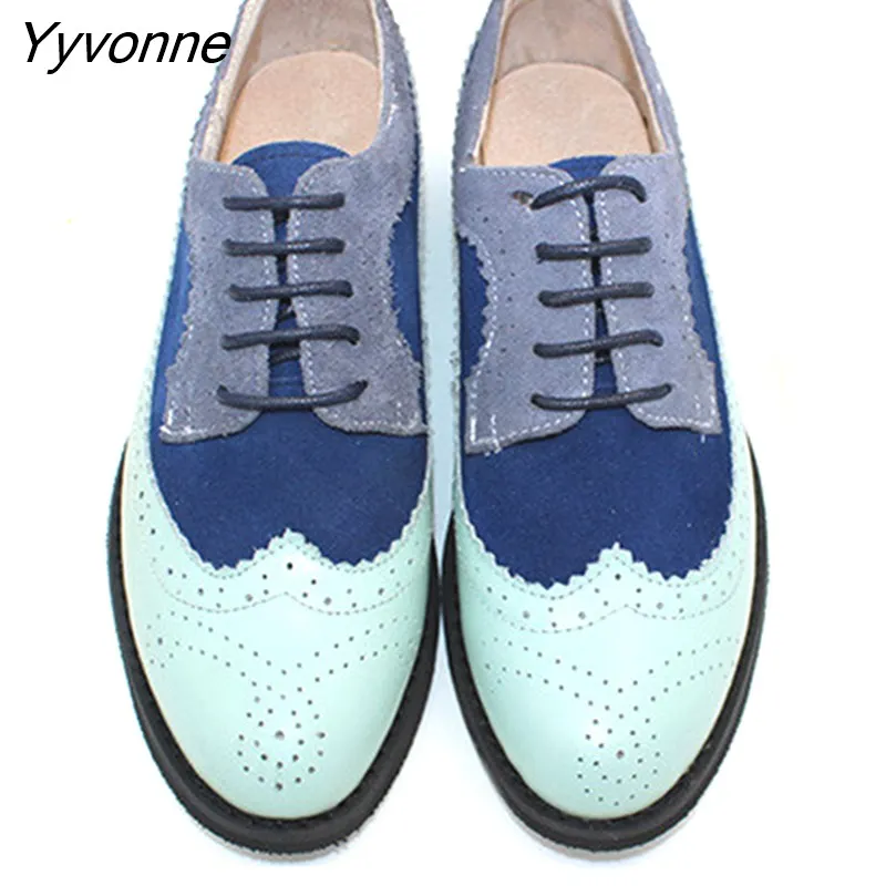 Yyvonne Women's Leather Summer Platform Sneakers Flat Casual Oxford Shoes Loafers Moccasins Spring Vintage for Woman 2023 Trend New