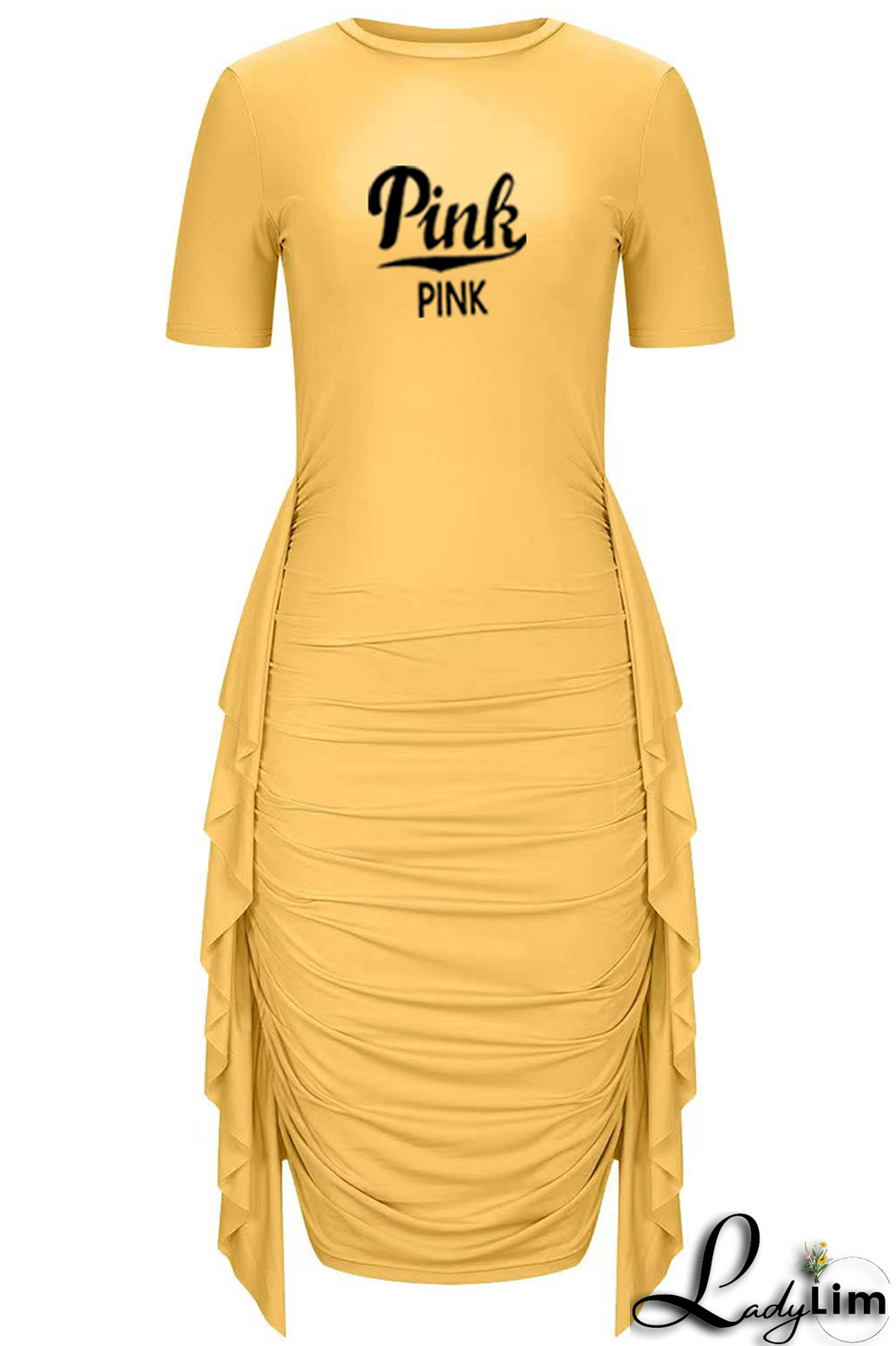 Grey Casual Print Tassel O Neck Pencil Skirt Dresses