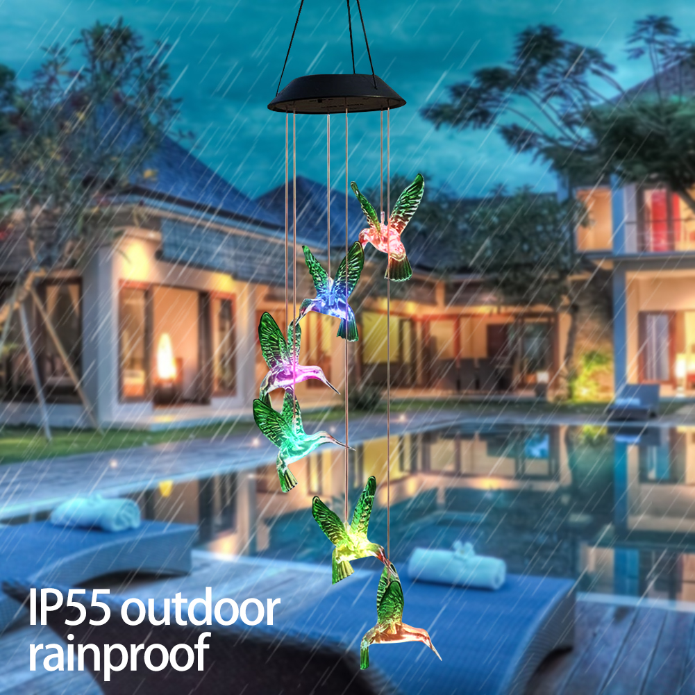 

Hummingbird Solar LED Color Changing Waterproof Patio-Wine Chimes Light, 501 Original