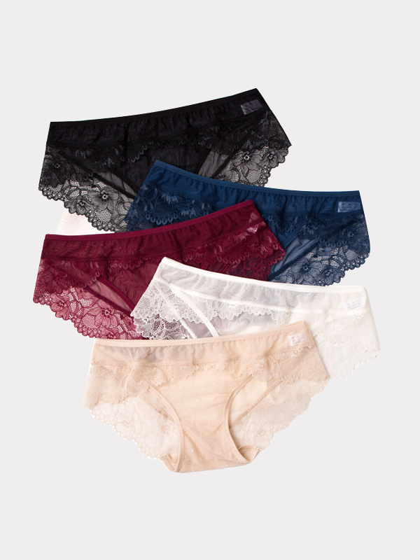 Low Waist Lacey Lovely Silk Panties 5-Pack