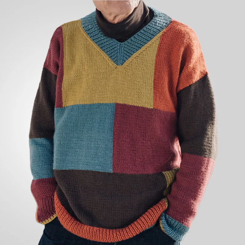 Uveng Uveng And Winter Men's Fashion Young Men's Knit Shirt V-Neck Long-Sleeved Sweater SY0130