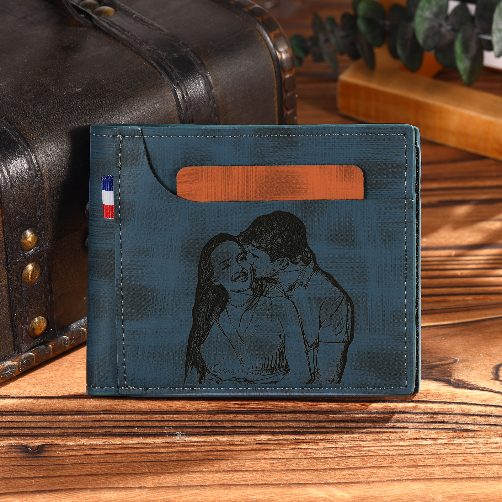 Portefeuille Classique 1 Prénom et Lettre Personnalisés avec Photo Porte-Monnaie Carte