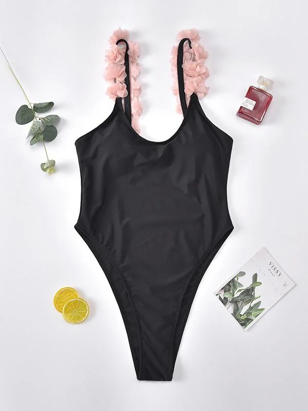 Applique Embellished One-Piece Swimwear