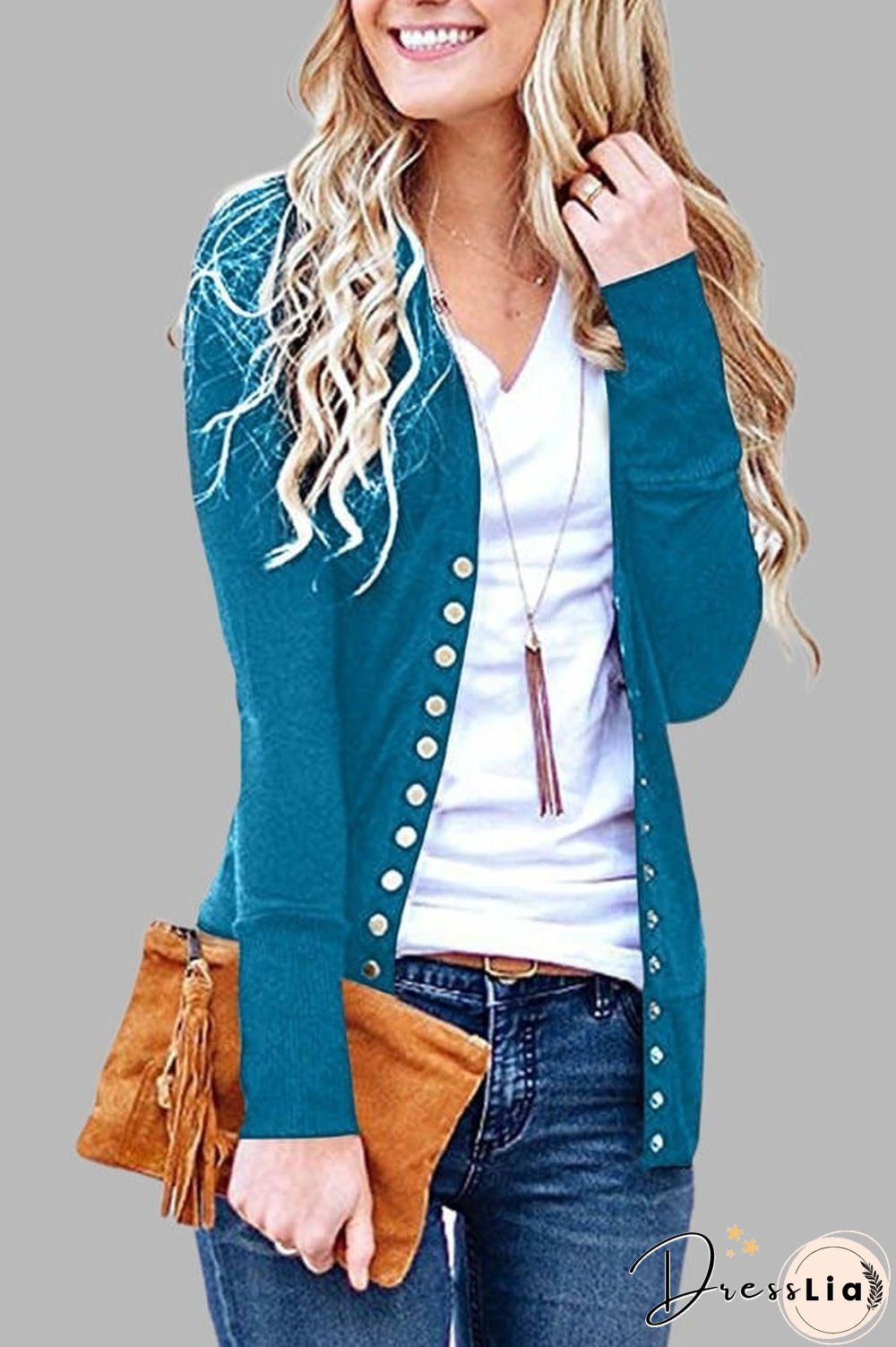 Casual Solid Color Regular Button Cardigan
