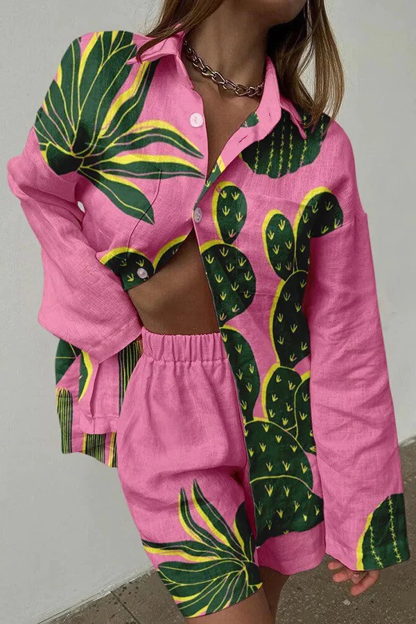 Mature Women 3D Digital Printing Fashion Wear Loose Outfit Suits