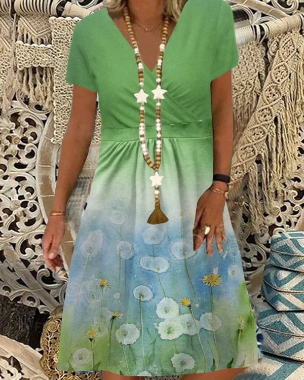 Sexy V-neck Floral Print Dress