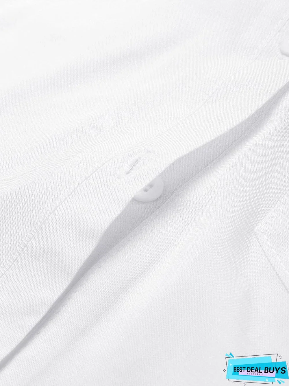 Long Sleeve Plunging Neck Buttoned Dress White Dresses Linen