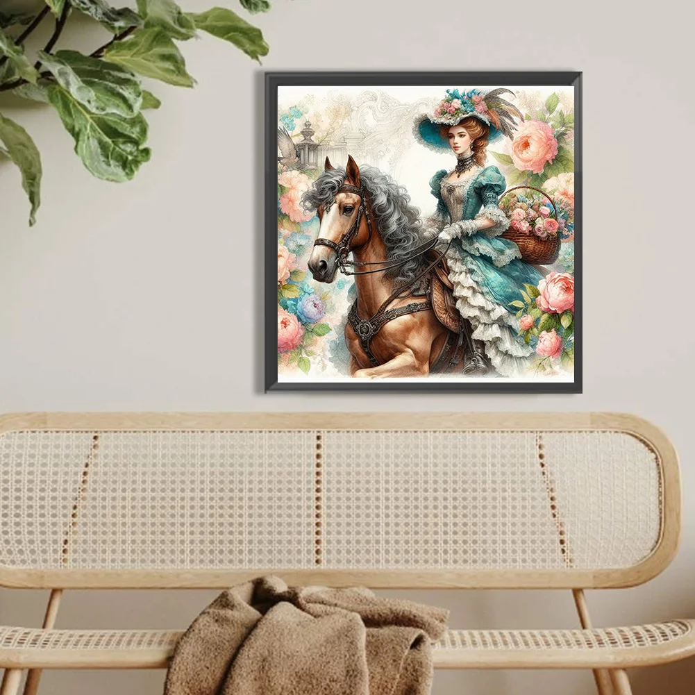 Diamond Painting - Full Round Drill - Horse Girl(Canvas|40*40cm)