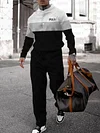 Men's fashion casual geometric print long sleeve two-piece set