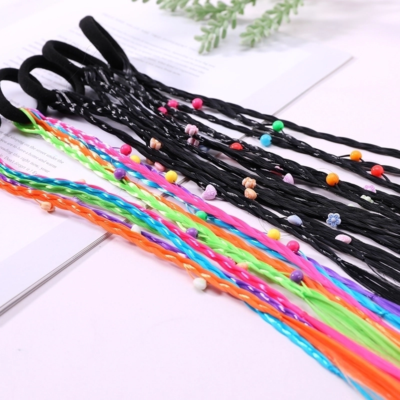 Fashion Children’s Colored Hair Rope Colorful Gradient Wig Twist Braid Rubber Band Hair Tie