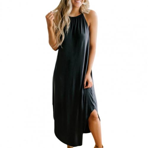 Summer Fashion Sleeveless Sling Halter Dress Comfortable Women Solid Color Dress