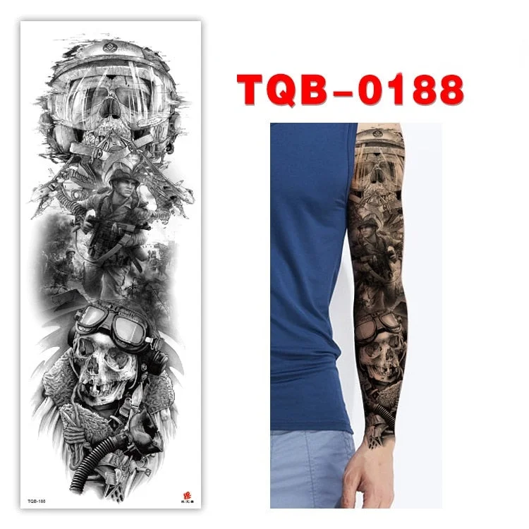 Full Arm Series Temporary Tattoo Full Arm Tattoo Sticker Lasting Waterproof Sweat Flower Arm Full Arm Tattoo Big Picture Sticker