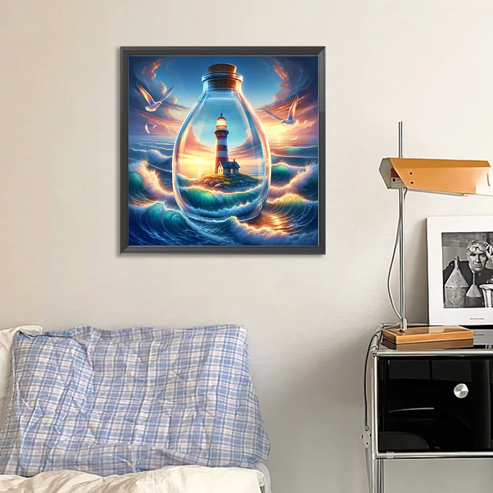 Partial AB Diamond Painting - Full Round Drill - Sea Lighthouse(Canvas|45*45cm)