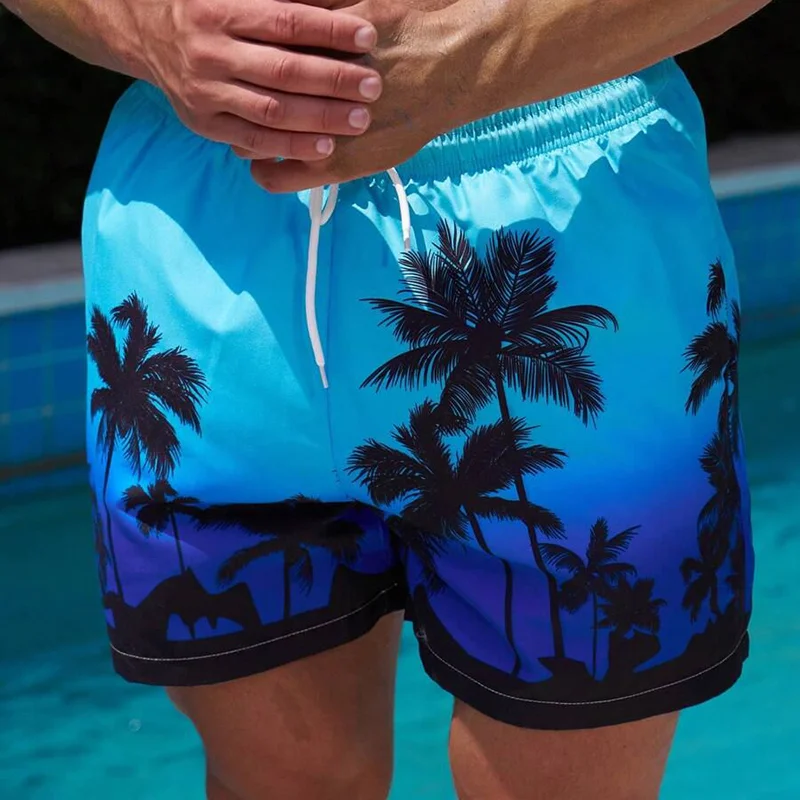 Coconut Print Hawaiian Resort Casual Shorts-inspireuse