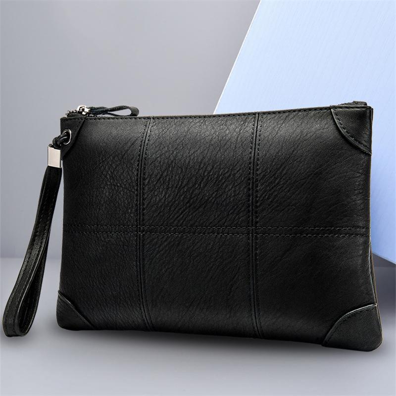 Fine Stitching Genuine Leather Single Handle-Top Zip Fastening Business Handbags