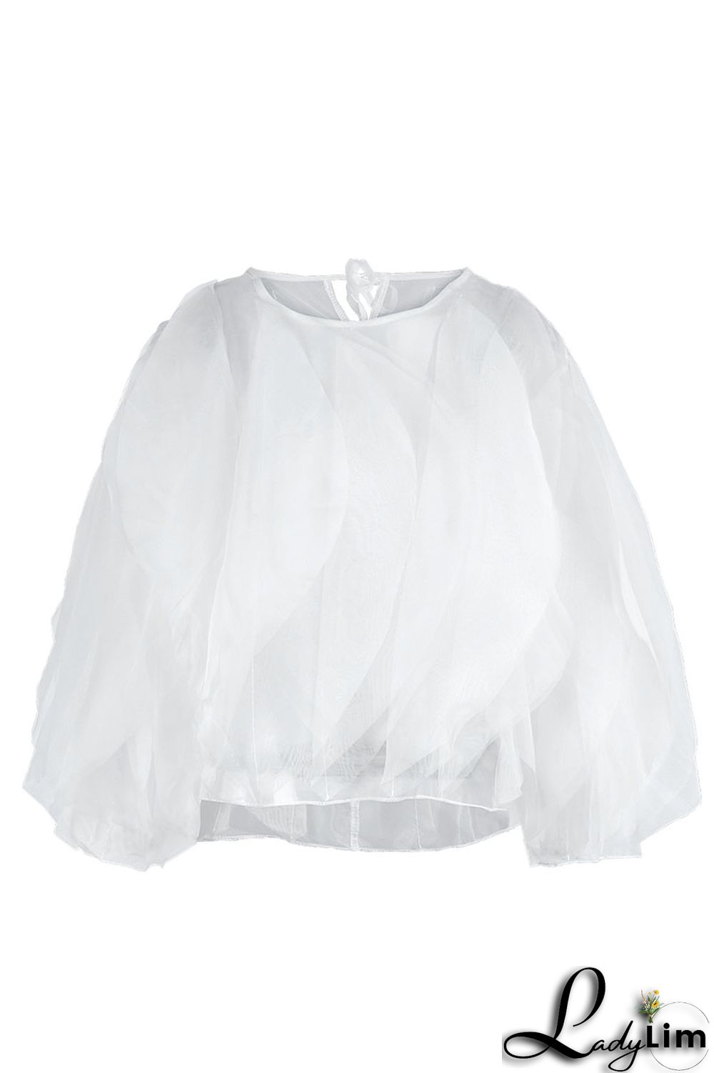 Beige Fashion Casual Solid Patchwork Flounce O Neck Tops