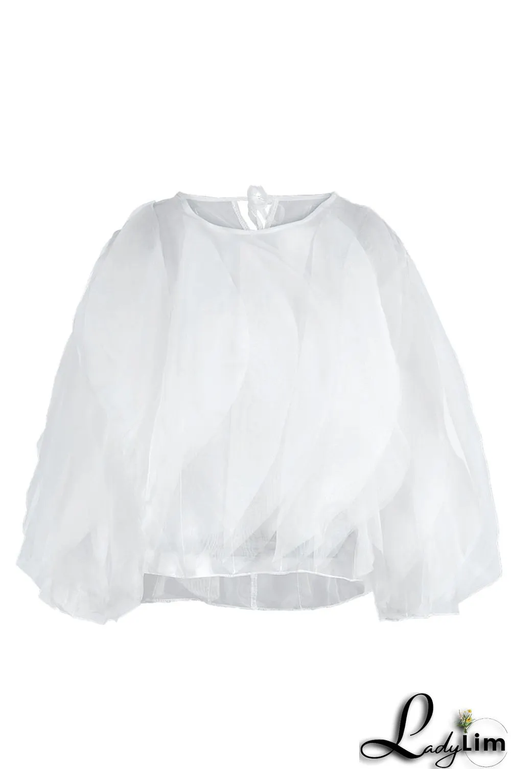 Beige Fashion Casual Solid Patchwork Flounce O Neck Tops
