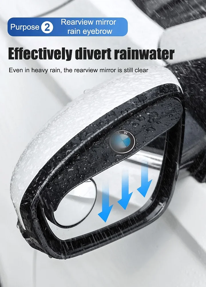🔥Hot Selling🔥Exclusive Logo🔥 Car Rear View Mirror Small Round Mirror Rain Eyebrow (2PCS)