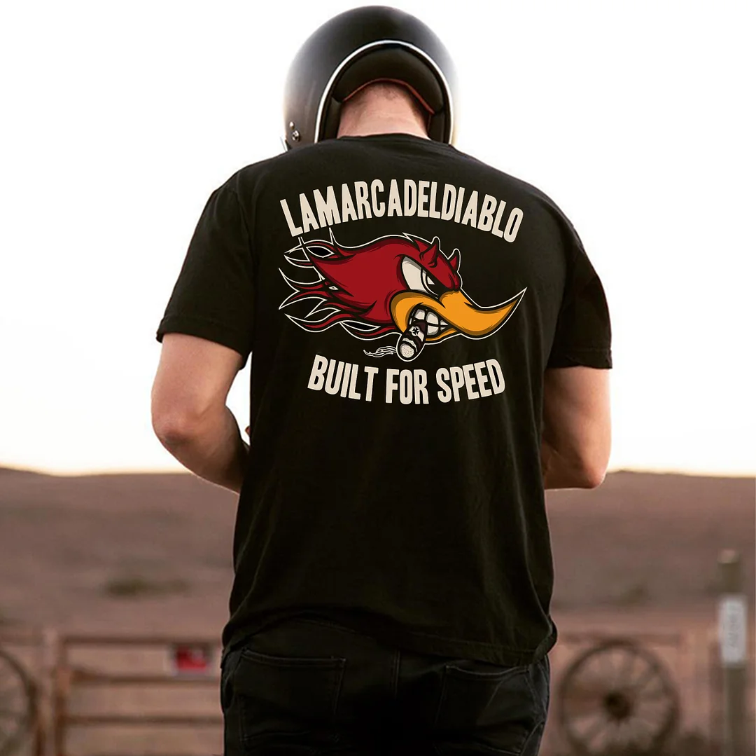 LAMARCADELDIABLO BUILT FOR SPEED Bird Black Print T-Shirt