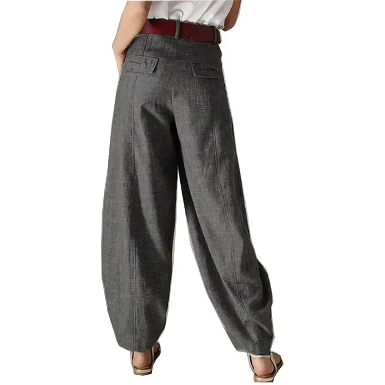 Brownm Pants British Style Solid Color High Waist Wide Leg Casual Trousers