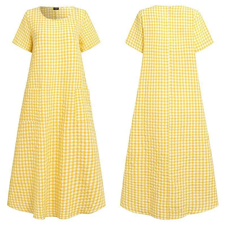 Short-Sleeved Plaid Dress | 168DEAL