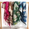 Colorful Flower Painting Soft Tassels Shawl Scarf