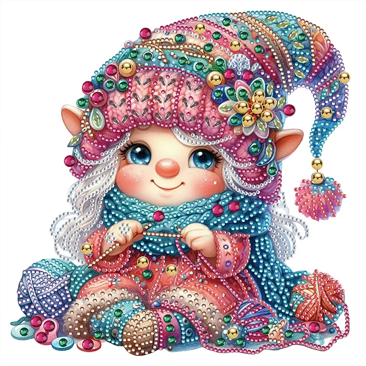 Partial Special-Shaped Diamond Painting - The Knitting Gnome 30*30CM