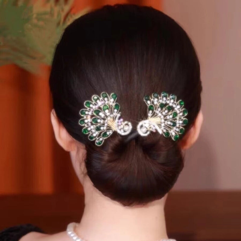 Women’s Minimalist Peacock Feather Flower Alloy Plating Inlay Rhinestones Hair Band