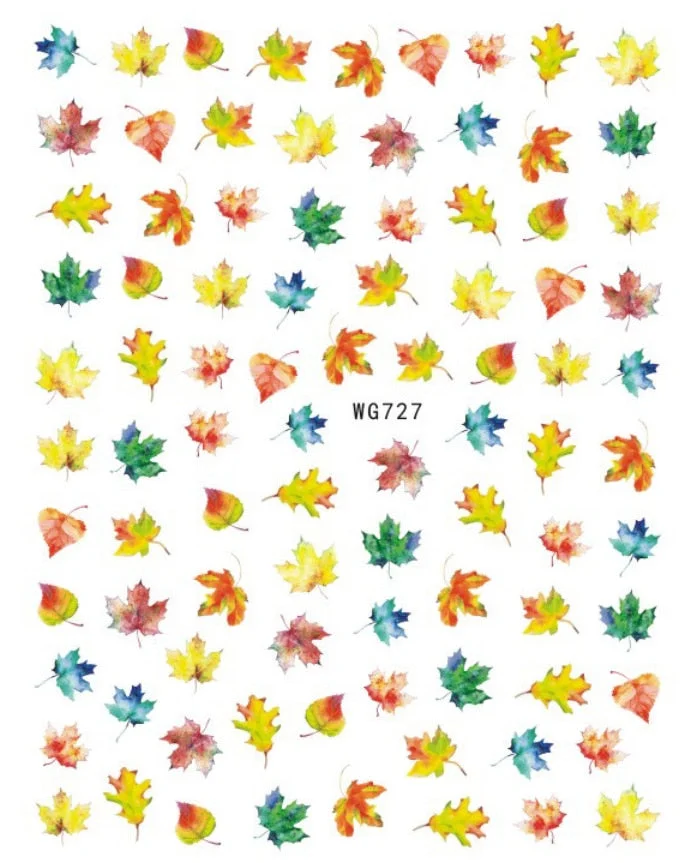 1PC Fall Leaf Flowers Line 3D Nail Sticker Mape Leaves Waves Pattern Decals Slider DIY Nail Art Decoration Wraps For Manicures-Nail Inspo