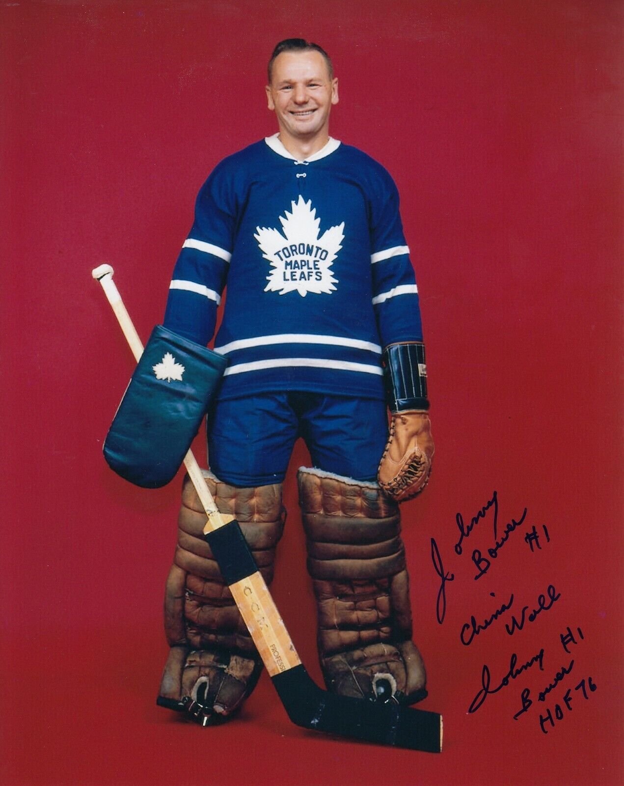 Johnny Bower #3 W/ Inscriptions 8x10 Signed w/ COA Toronto Maple Leafs