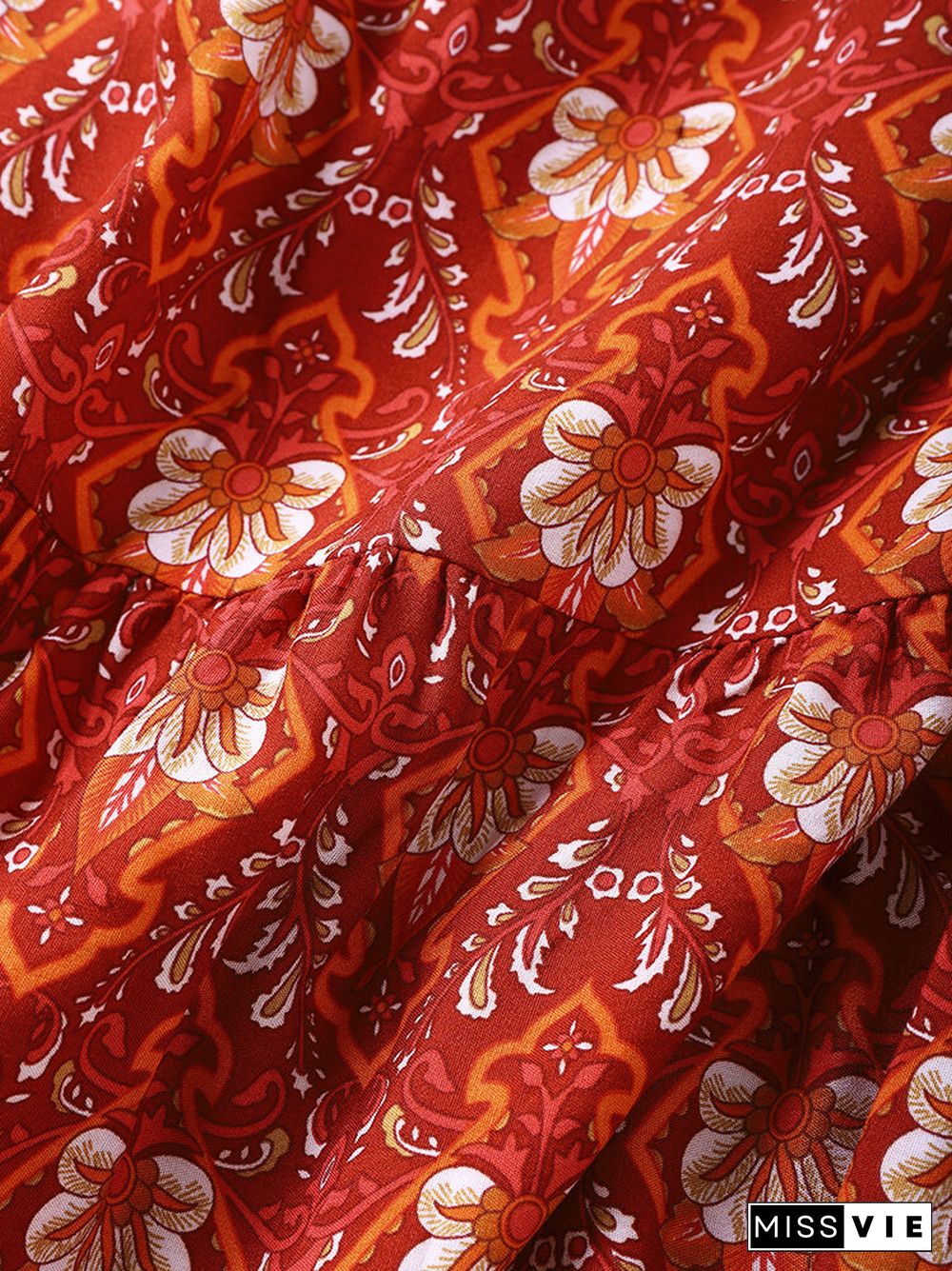 Bohemian Flower Self Tie Halter Open Back Bow Maxi Swing Dress