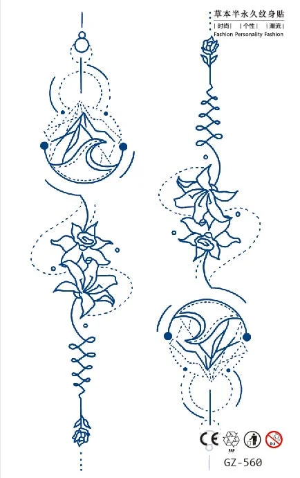 Temporary Tattoo Sticker Skull Wing Flower Cross Juice Ink Lasting Girl Women Chest Neck Hand Finger Fake Small Tatoo Hot Sale