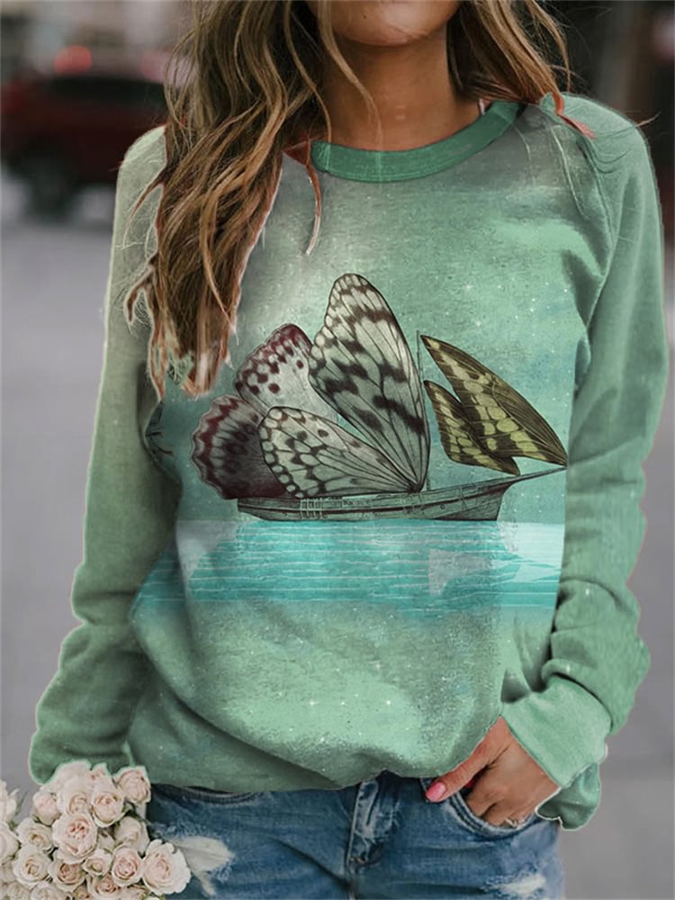 Butterfly Wings Inspired Voyage Print Sweatshirt