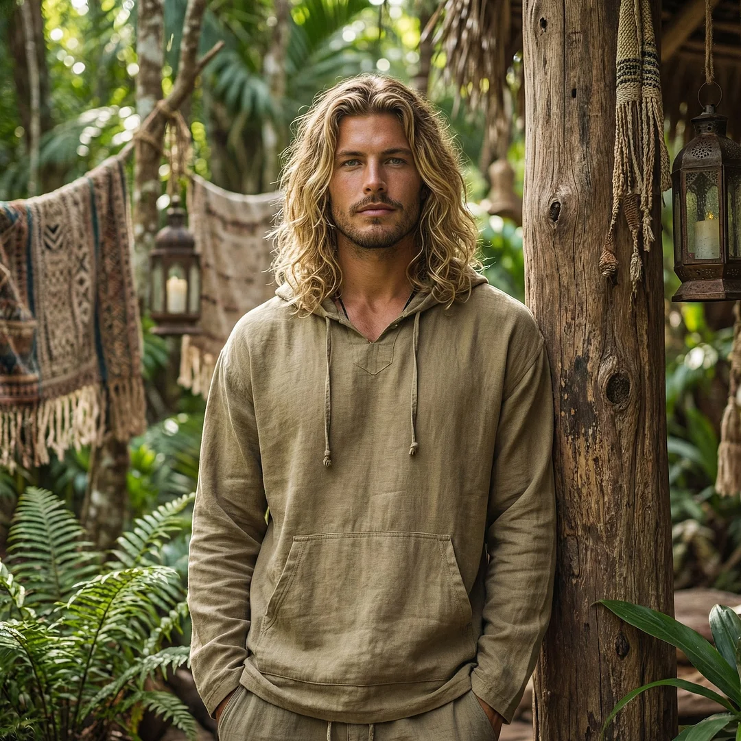 Men's Forest Series Bohemian Linen Top-inspireuse