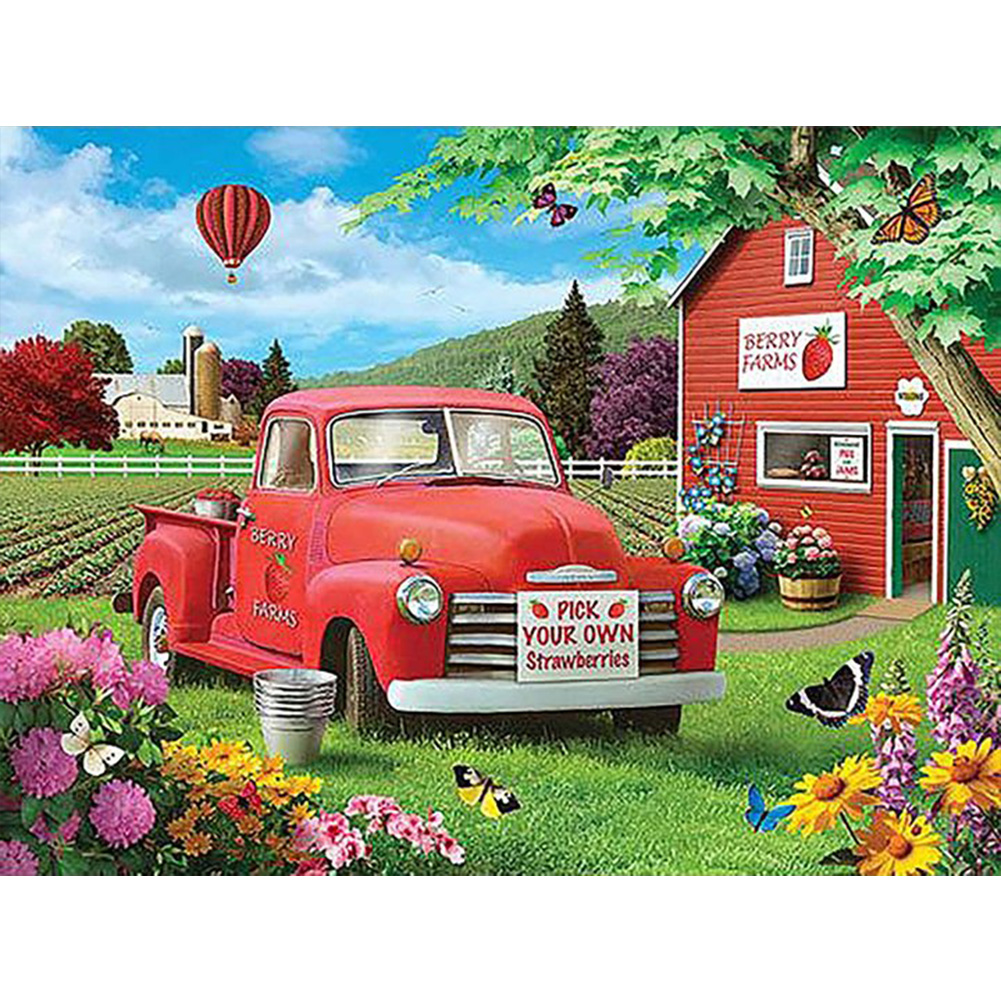 

Red House and Car - Round Drill Diamond Painting - 40*30CM, 501 Original