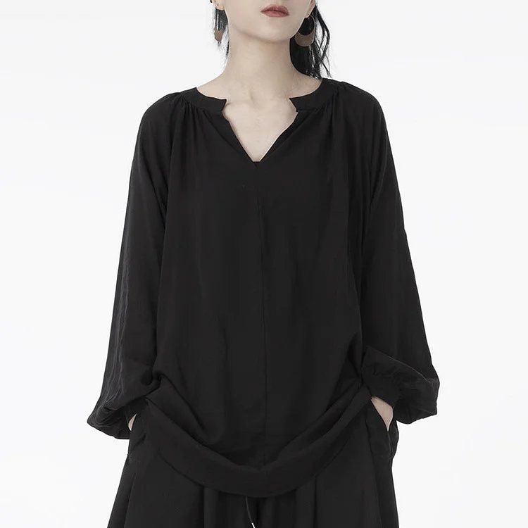 Dawfashion Techwear Streetwear-Dark Style Pullover Loose Solid Color Long Sleeve Thin Semi-sheer Shirts-Streetfashion-Darkwear-Techwear