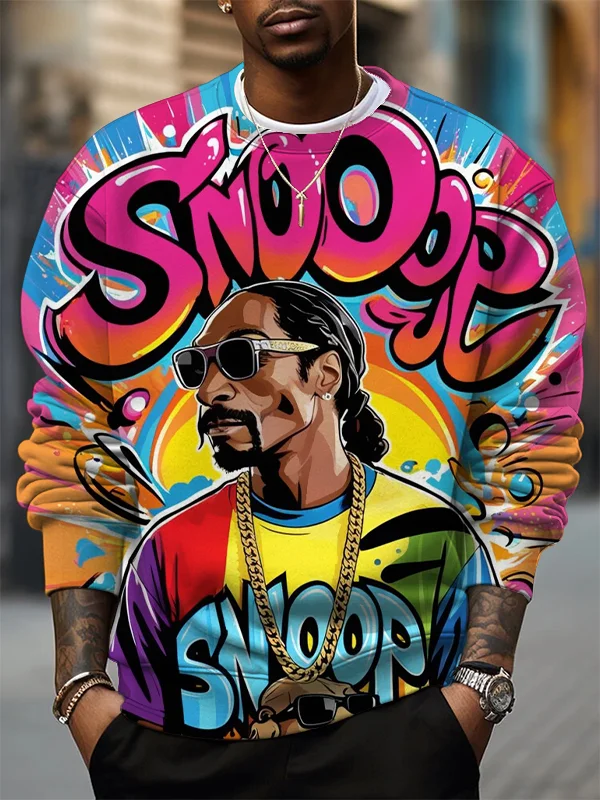 Men's Hip-Hop Colorful Street Art Print Casual Sweatshirt