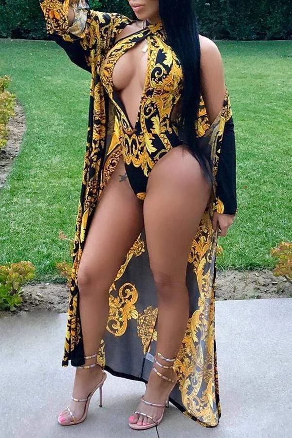 Sexy Printing One-piece Swimwears(With Cover-ups)