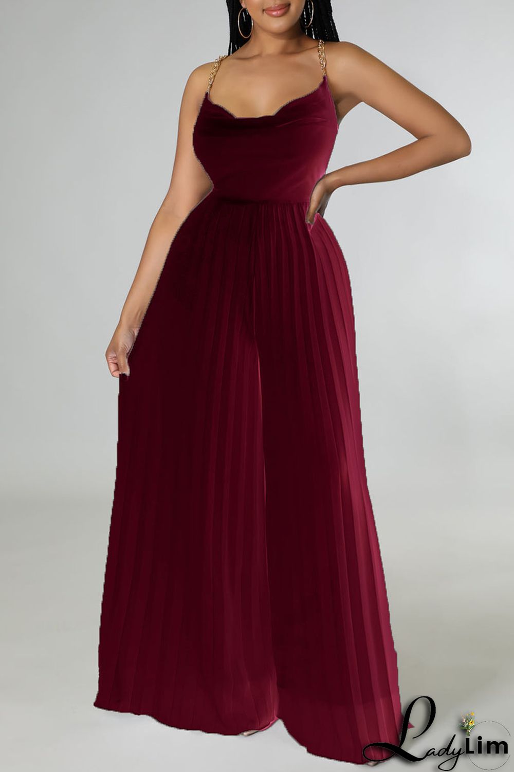 White Elegant Solid Patchwork Backless Fold Straight Jumpsuits