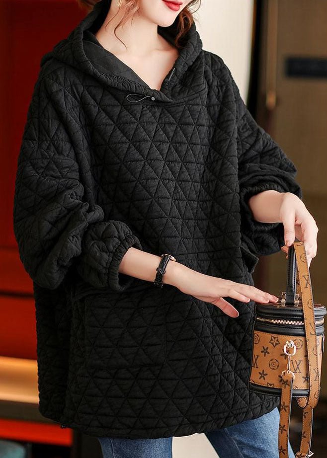 Black Pockets drawstring warm Pullover Street wear Winter CK293- Fabulory