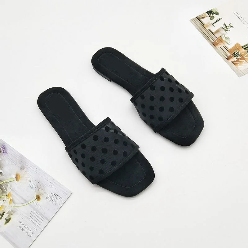 Shoes Women Loafers Slippers Casual Shallow Thin Heels Slides Heeled Mules Soft Luxury High Rubber Fashion Fabric Silk