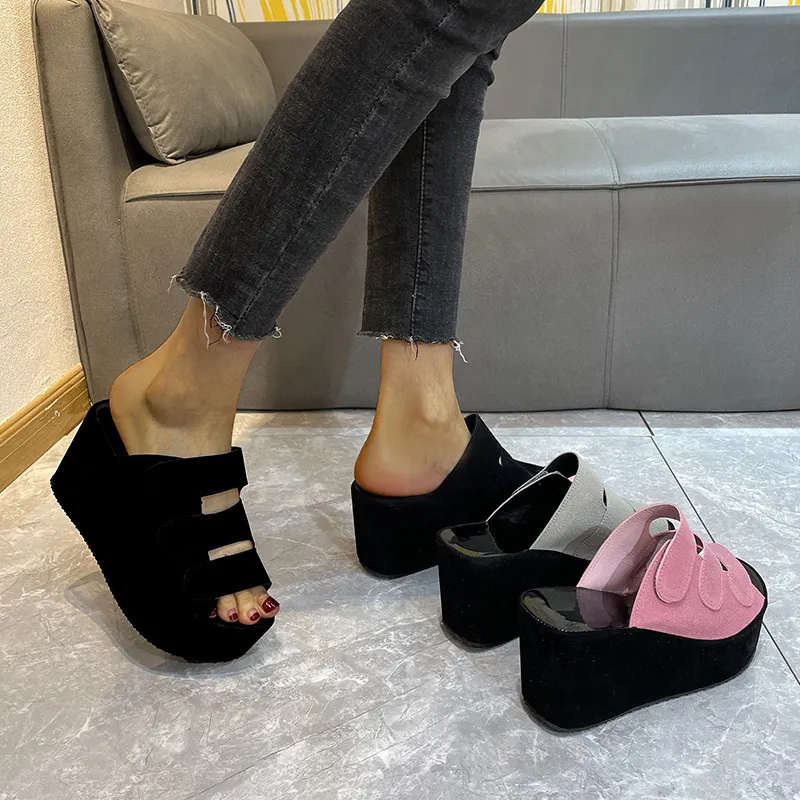 Breakj Breakj Slippers Women's 2023 Korean Version Of Spring And Summer Large Code Magic Stick Thick Bottom Slope And Cold Drag Frosted High With Ladies Slippers