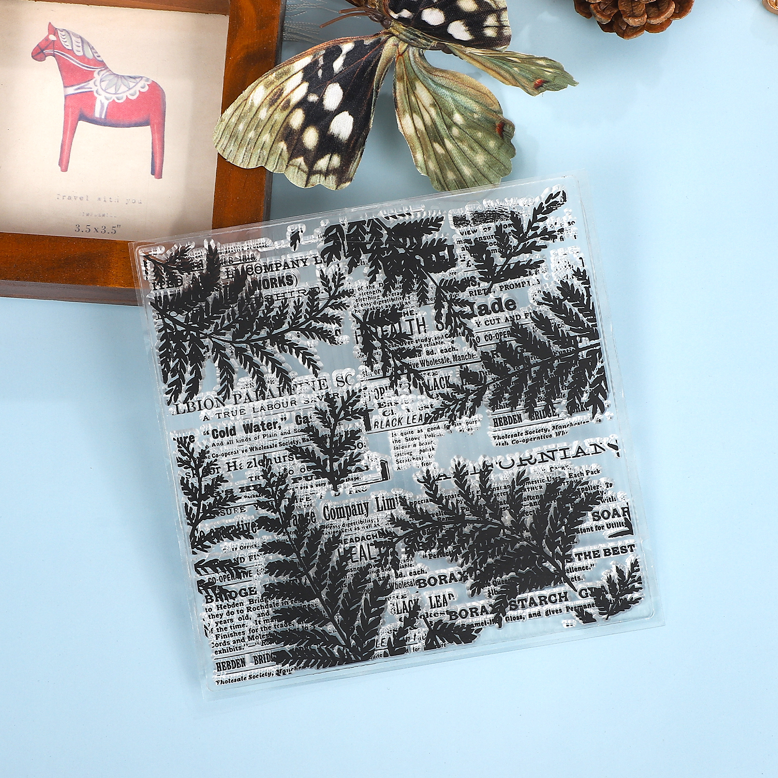 Silicone Stamp - Vintage Leaves Bird Flower Music Score Transparent 