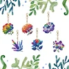 (US Local)6PCS  Colored Flowers DIY Diamond Painting Keychain Diamond Art Kits