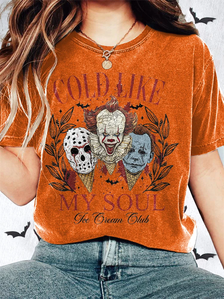 VChics Women's Cold Like My Soul Printed Linen Blend T-Shirt