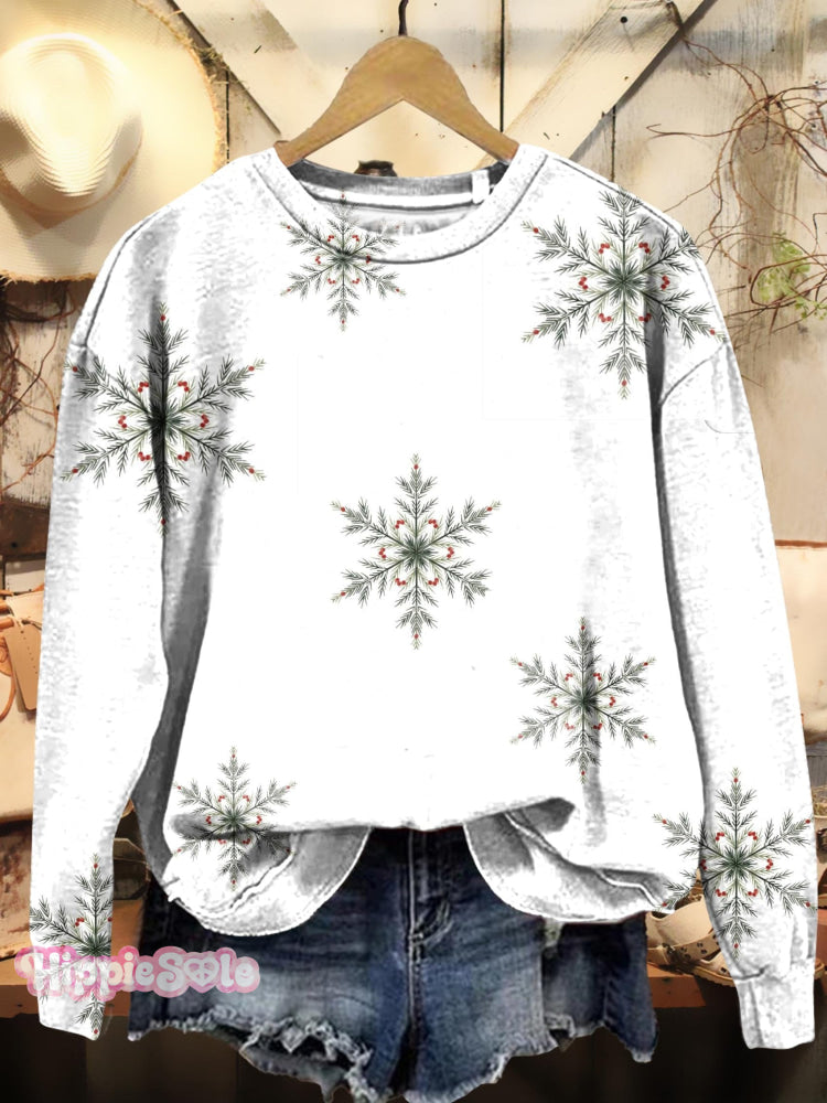 Vintage Christmas Vibe Print Casual Sweatshirt White / S
