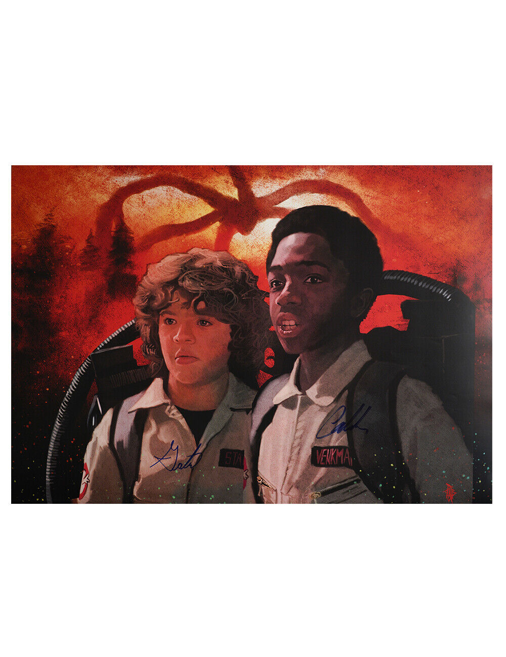 Stranger Things Lucas & Dustin A2 Print Signed By Caleb & Gaten 100% + COA